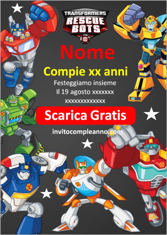 Inviti digitali Transformers Rescue Bots