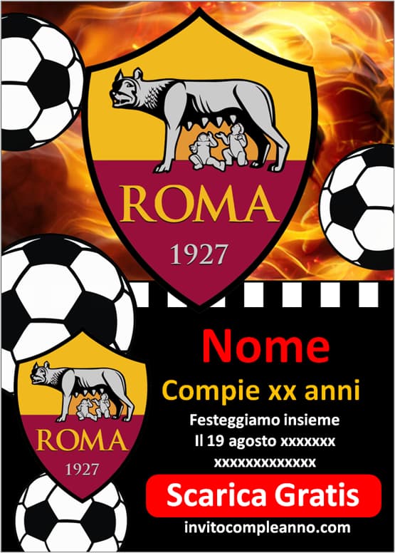 Inviti Roma calcio editabili