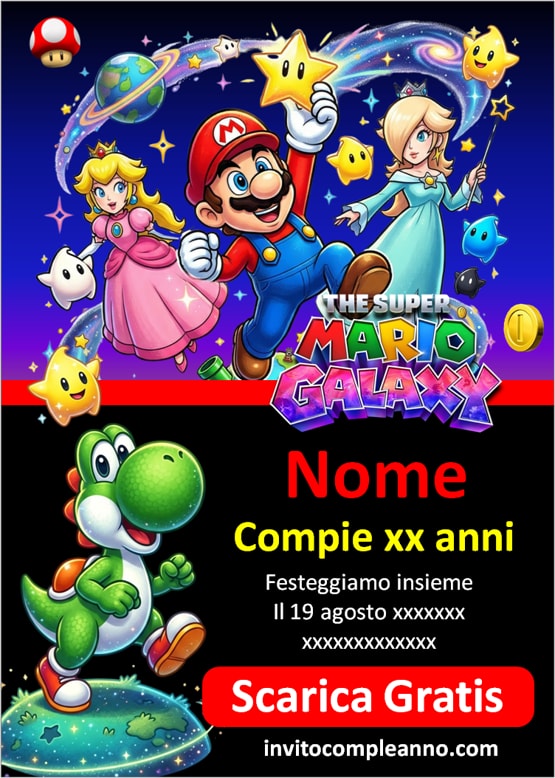 inviti compleanno Mario Galaxy online gratis