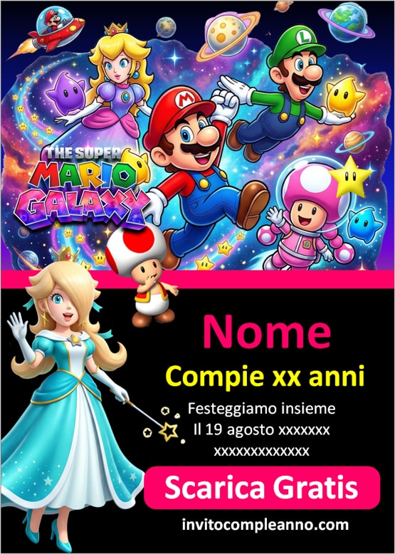 inviti festa Mario da stampare PDF
