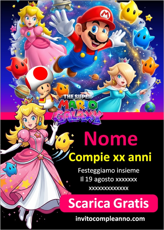 Rosalinda e Peach universo Mario Galaxy