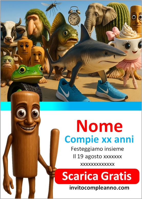 invito compleanno tung tung tung sahur