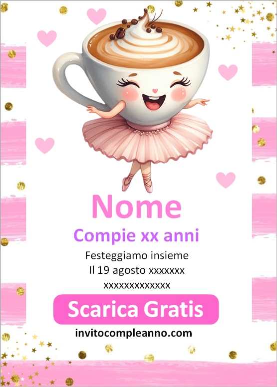 invito compleanno ballerina cappuccina