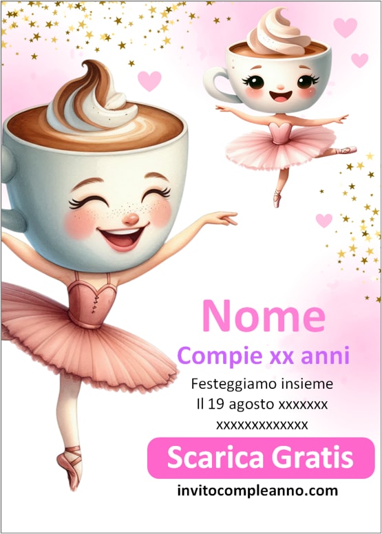 template invito ballerina cappuccina Canva gratis