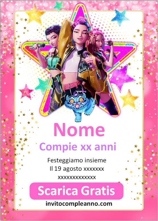 invito compleanno kpop demon hunter