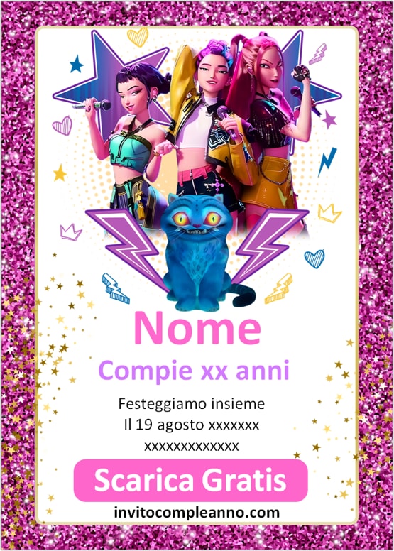 invito kpop demon hunter editabile PDF