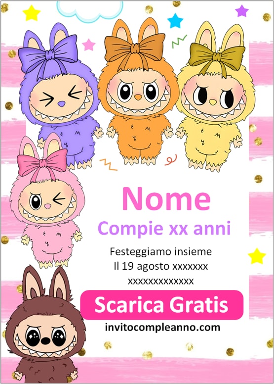 invito Labubu da stampare gratis